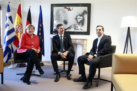 29/06/2018. Sánchez se reúne con Merkel y Tsipras en Bruselas. El presidente del Gobierno, Pedro Sánchez, durante la reunión que ha mantenid...