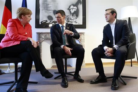 29/06/2018. Sánchez se reúne con Merkel y Tsipras en Bruselas. El presidente del Gobierno, Pedro Sánchez, durante la reunión que ha mantenid...