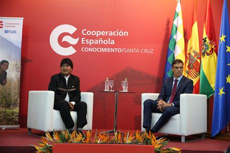 29/08/2018. Pedro Sánchez comparece junto a Evo Morales. El presidente del Gobierno, Pedro Sánchez, y el presidente del Estado Plurinacional...