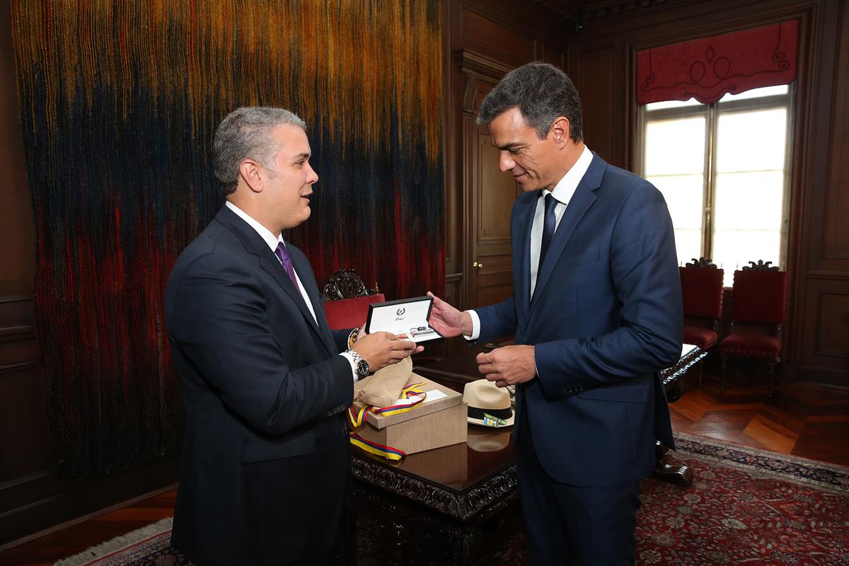 30/08/2018. Viaje de Pedro Sánchez a Latinoamérica: Colombia. Los presidentes del Gobierno de España y Colombia, Pedro Sánchez e Iván Duque,...