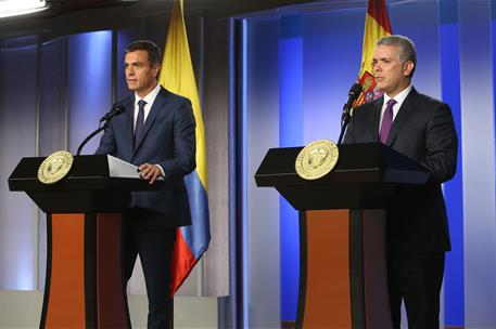 30/08/2018. Viaje de Pedro Sánchez a Latinoamérica: Colombia. El presidente del Gobierno de España, Pedro Sánchez, y el presidente de Colomb...