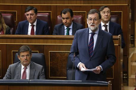 9/05/2018. Rajoy asiste a la sesión de control al Gobierno en el Congreso. El presidente del Gobierno, Mariano Rajoy, durante su intervenció...