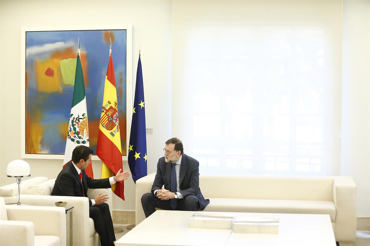 25/04/2018. El presidente del Gobierno, Mariano Rajoy, y el presidente de los Estados Unidos Mexicanos, Enrique Peña Nieto, durante la reunión que ...