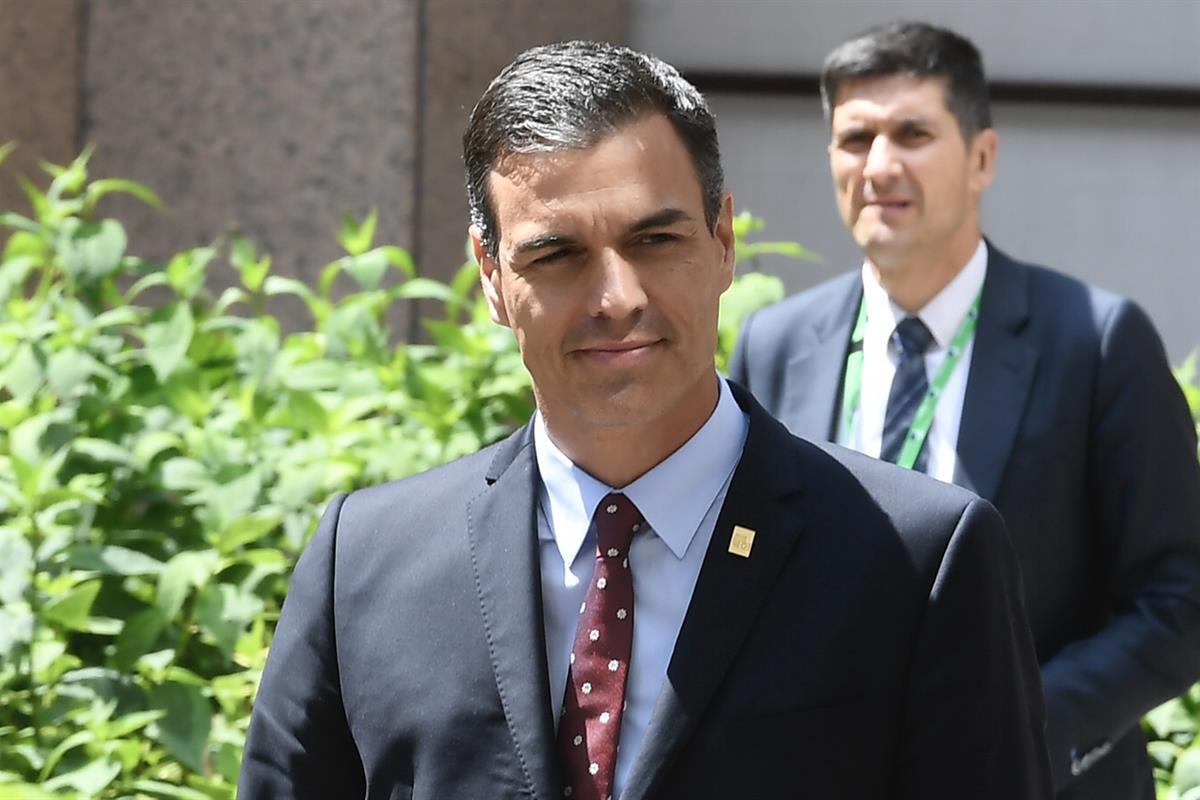 1/07/2019. Declaraciones de Pedro Sánchez en la reunión del Consejo Europeo extraordinario. El presidente del Gobierno en funciones, Pedro S...