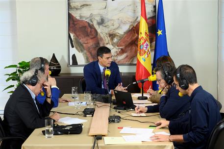 1/10/2019. Pedro Sánchez, entrevistado en la Cadena SER. El presidente del Gobierno en funciones, Pedro Sánchez, en un momento de la entrevi...