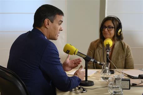 1/10/2019. Pedro Sánchez, entrevistado en la Cadena SER. El presidente del Gobierno en funciones, Pedro Sánchez, en un momento de la entrevi...