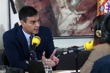 1/10/2019. Pedro Sánchez, entrevistado en la Cadena SER. El presidente del Gobierno en funciones, Pedro Sánchez, en un momento de la entrevi...
