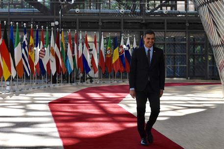 2/07/2019. Pedro Sánchez asiste al Consejo Europeo Extraordinario. El presidente del Gobierno en funciones, Pedro Sánchez, a su llegada al C...