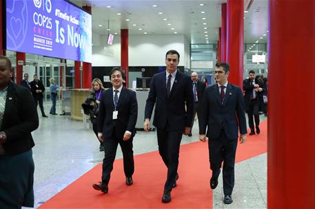 2/12/2019. Sánchez asiste a la COP25. El presidente del Gobierno en funciones, Pedro Sánchez, a su llegada a IFEMA, para asistir a la Cumbre...