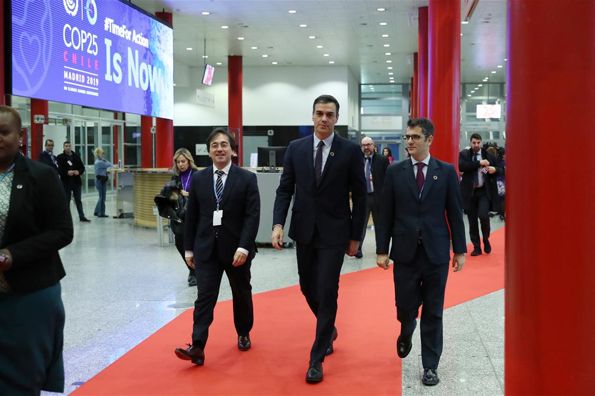 2/12/2019. Sánchez asiste a la COP25. El presidente del Gobierno en funciones, Pedro Sánchez, a su llegada a IFEMA, para asistir a la Cumbre...