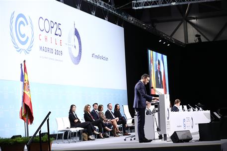 2/12/2019. COP25: Inauguración. El presidente del Gobierno en funciones, Pedro Sánchez, interviene en la inaguración de la 25ª Conferencia d...