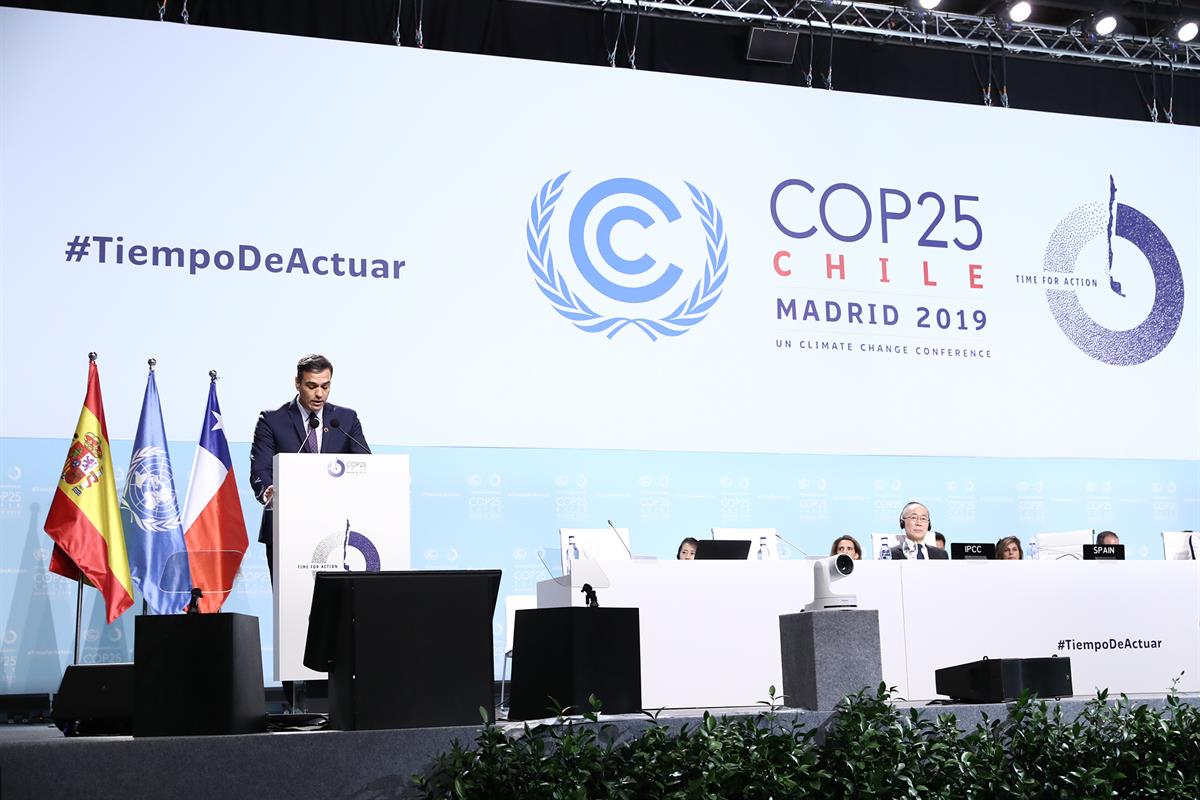 2/12/2019. COP25: Inauguración. El presidente del Gobierno en funciones, Pedro Sánchez, interviene en la inaguración de la 25ª Conferencia d...