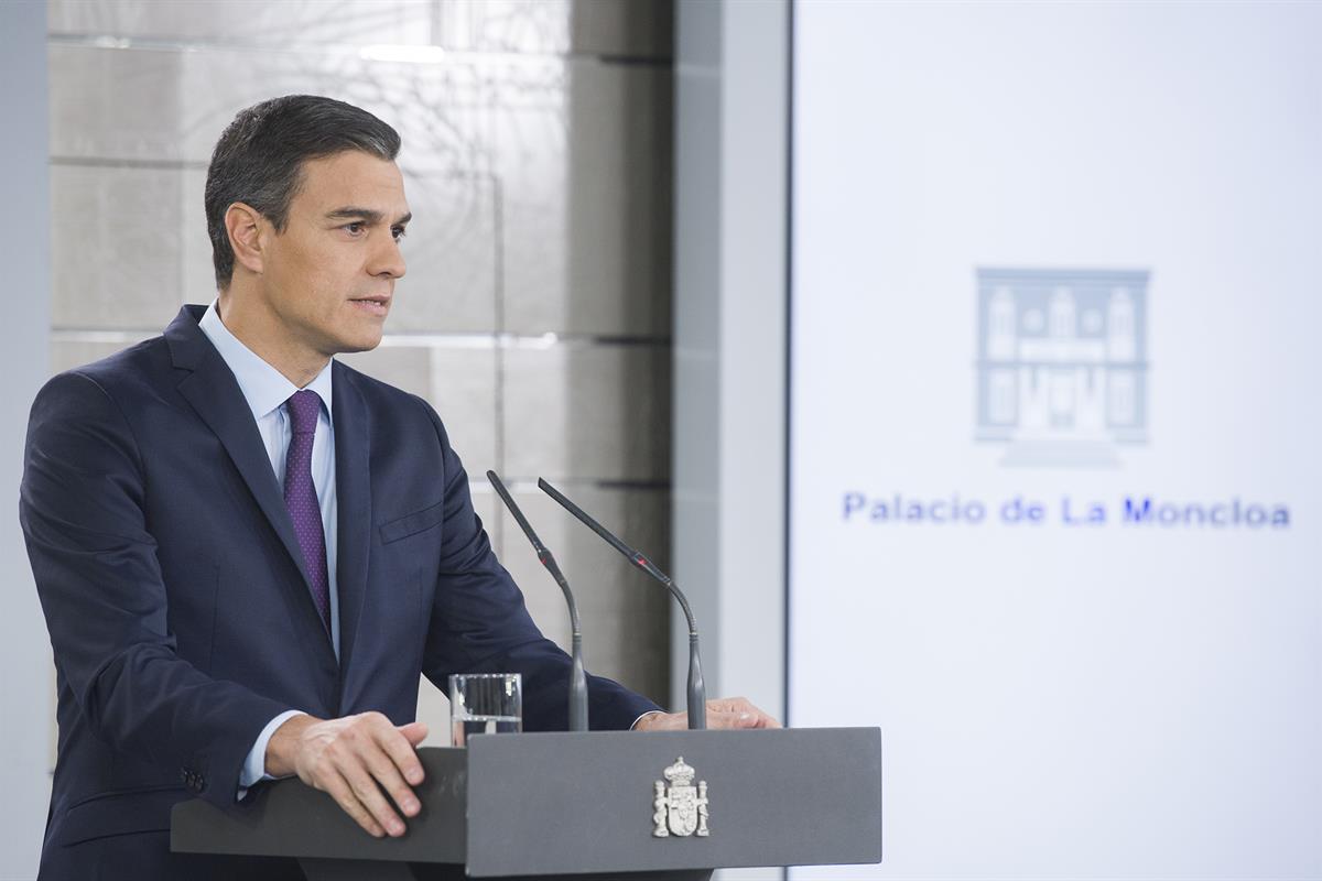 4/02/2019. Declaración oficial de Pedro Sánchez sobre Venezuela. El presidente del Gobierno, Pedro Sánchez, durante su comparecencia en La M...