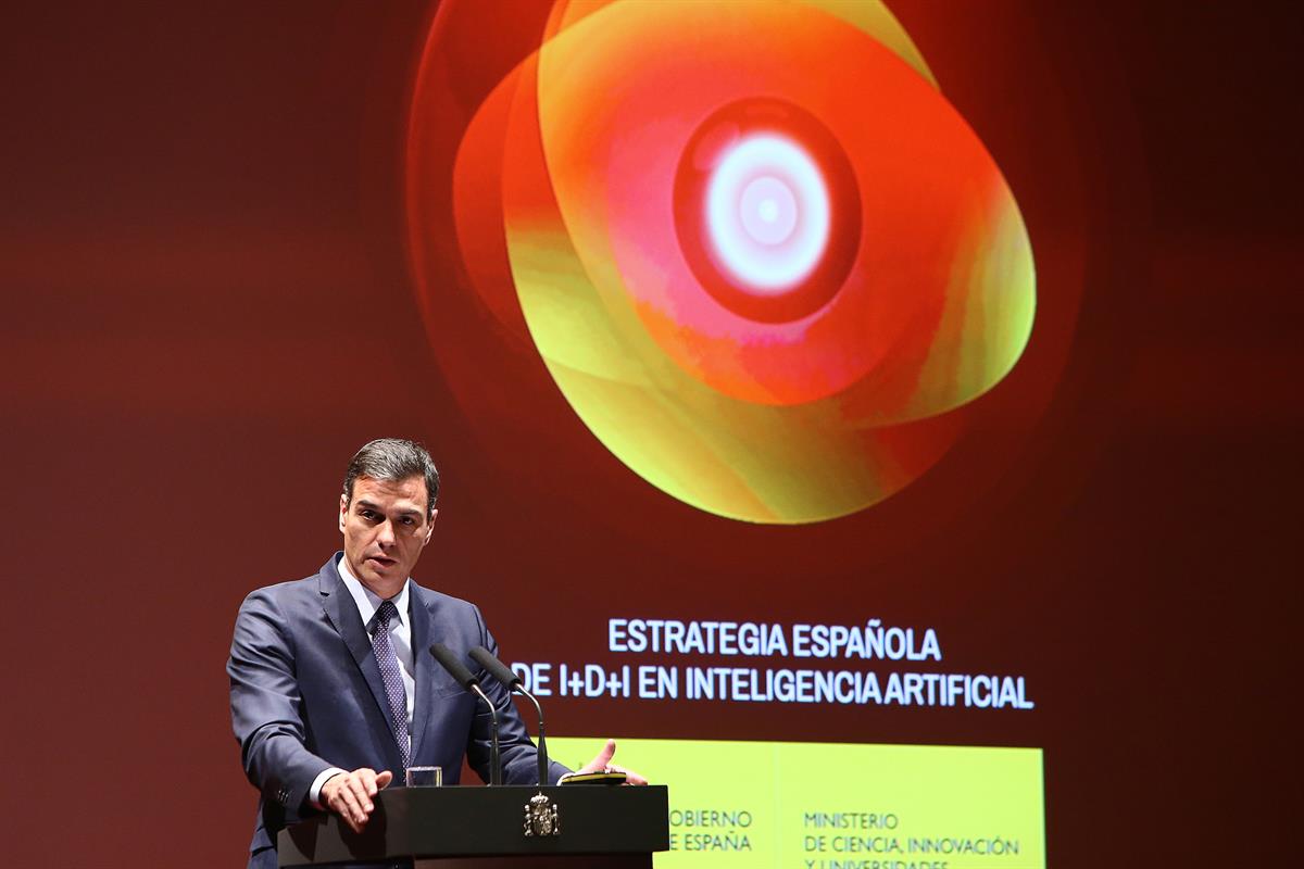 4/03/2019. Pedro Sánchez clausura las Jornadas 'Estrategia española I+D+i en Inteligencia Artificial'. El presidente del Gobierno, Pedro Sán...