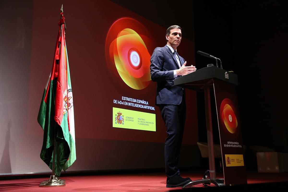 4/03/2019. Pedro Sánchez clausura las Jornadas 'Estrategia española I+D+i en Inteligencia Artificial'. El presidente del Gobierno, Pedro Sán...