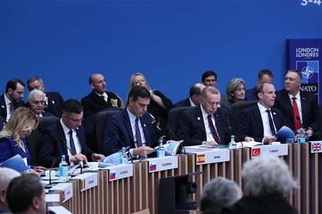 4/12/2019. Pedro Sánchez participa en la Cumbre de la OTAN. El presidente del Gobierno en funciones, Pedro Sánchez, en la Cumbre de la OTAN