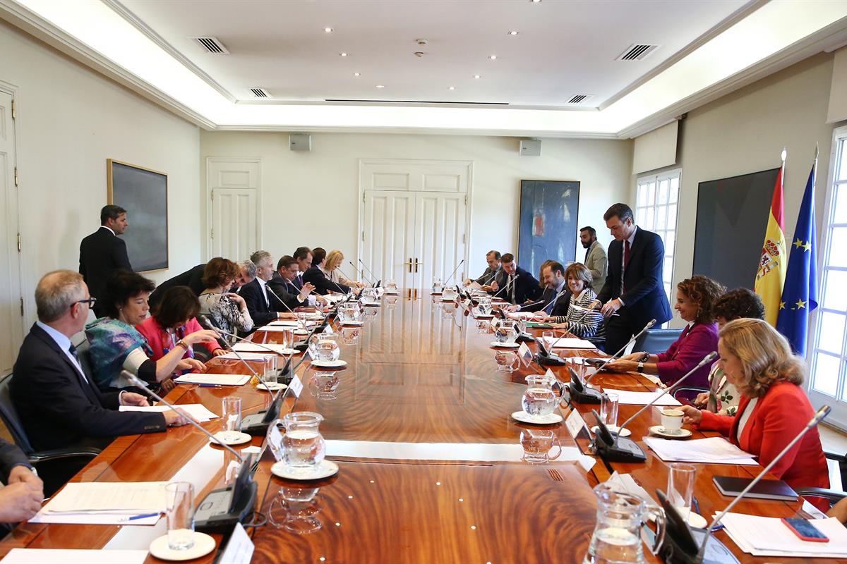 5/09/2019. Pedro Sánchez en la reunión de la Comisión Interministerial del Bréxit. El presidente del Gobierno en funciones, Pedro Sánchez, p...