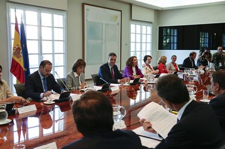 5/09/2019. Pedro Sánchez en la reunión de la Comisión Interministerial del Bréxit. El presidente del Gobierno en funciones, Pedro Sánchez, p...