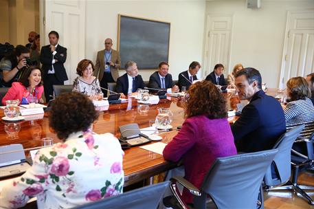 5/09/2019. Pedro Sánchez en la reunión de la Comisión Interministerial del Bréxit. El presidente del Gobierno en funciones, Pedro Sánchez, d...