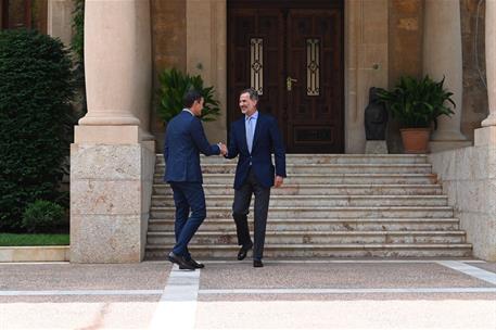7/08/2019. Despacho de Pedro Sánchez con Felipe VI. El presidente del Gobierno en funciones, Pedro Sánchez, es recibido por el rey Felipe VI...