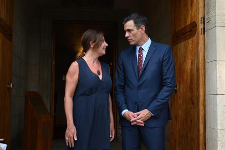 7/08/2019. Pedro Sánchez se reúne con la presidenta de Illes Balears, Francina Armengol. El presidente del Gobierno en funciones, Pedro Sánc...