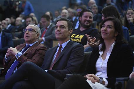 8/04/2019. Pedro Sánchez asiste a la presentación de la Oficina de Atención al Deportista. Pedro Sánchez durante el acto de presentación de ...