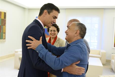 8/08/2019. Pedro Sánchez se reúne con los representantes de los agentes sociales. El presidente del Gobierno en funciones, Pedro Sánchez, sa...