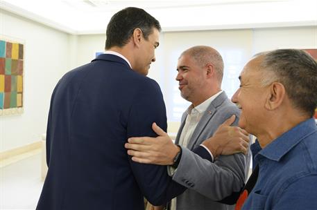 8/08/2019. Pedro Sánchez se reúne con los representantes de los agentes sociales. El presidente del Gobierno en funciones, Pedro Sánchez, sa...