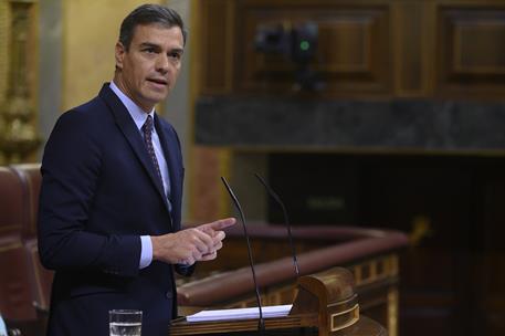 11/09/2019. Comparecencia de Pedro Sánchez en el Congreso. El presidente del Gobierno en funciones, Pedro Sánchez, durante su intervención e...