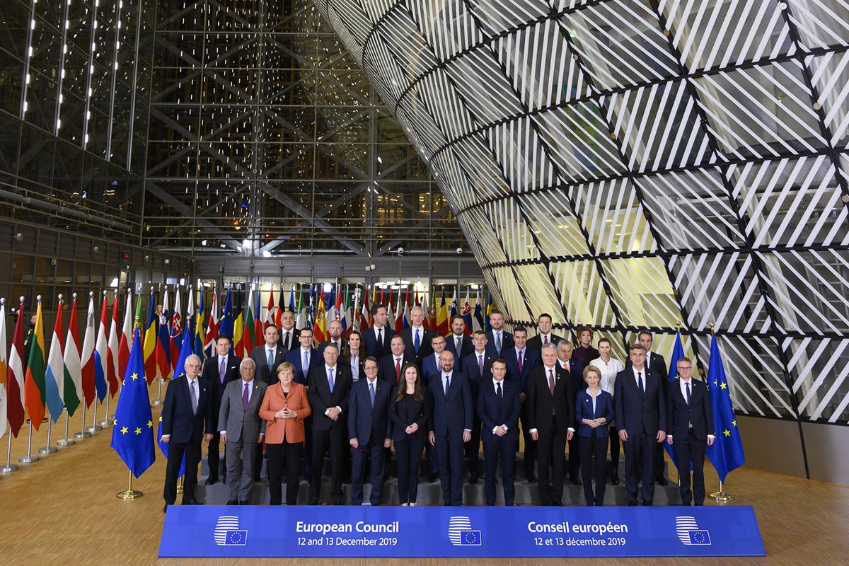 12/12/2019. Pedro Sánchez asiste al Consejo Europeo. Foto de familia de los jefes de Estado y de Gobierno asistentes al Consejo Europeo junt...