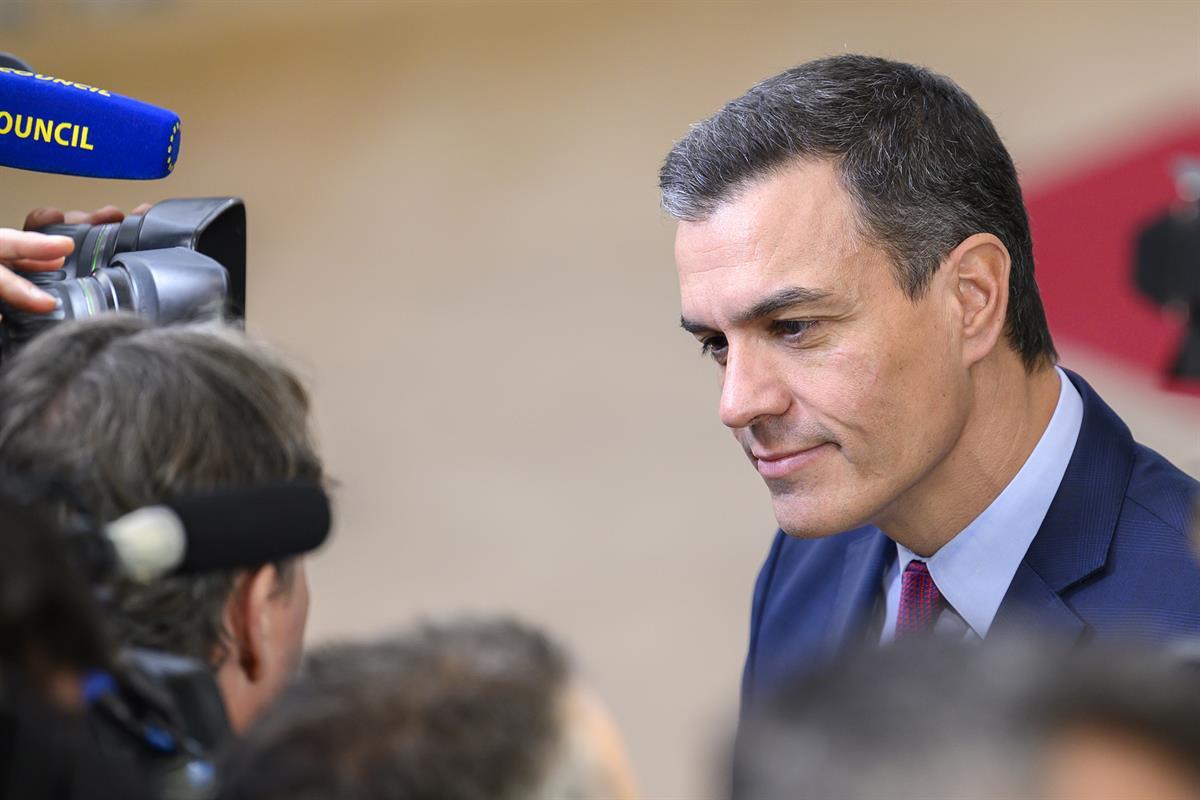 12/12/2019. Pedro Sánchez asiste al Consejo Europeo. El presidente del Gobierno en funciones, Pedro Sánchez, atiende a los medios de comunic...