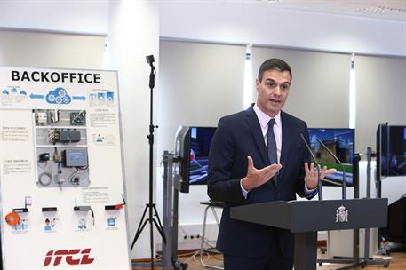 13/03/2019. Pedro Sánchez visita el ITCL. El presidente del Gobierno, Pedro Sánchez, durante su intervención en el Instituto Tecnológico de ...