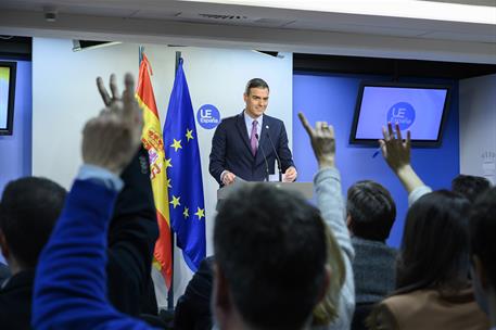 13/12/2019. Pedro Sánchez asiste al Consejo Europeo (2ª jornada). El presidente del Gobierno en funciones, Pedro Sánchez, comparece ante los...