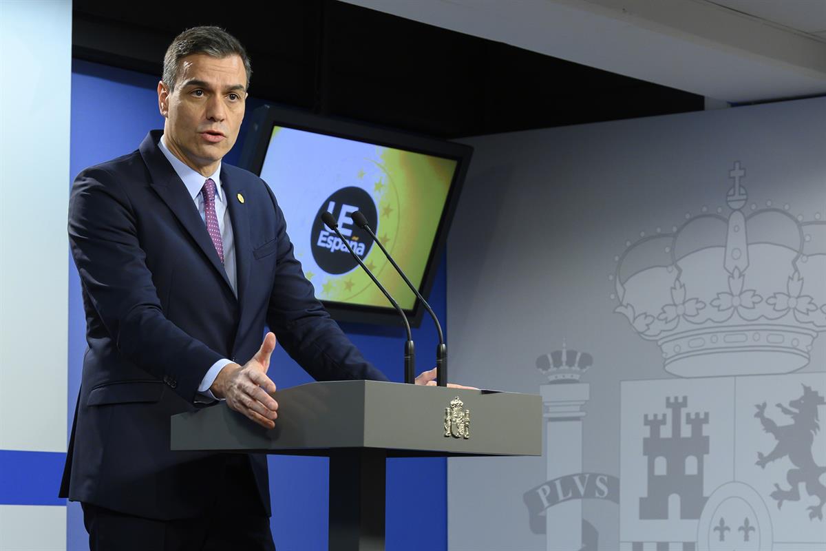 13/12/2019. Pedro Sánchez asiste al Consejo Europeo (2ª jornada). El presidente del Gobierno en funciones, Pedro Sánchez, comparece ante los...