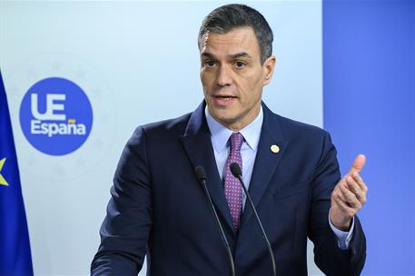 13/12/2019. Pedro Sánchez asiste al Consejo Europeo (2ª jornada). El presidente del Gobierno en funciones, Pedro Sánchez, durante su compare...