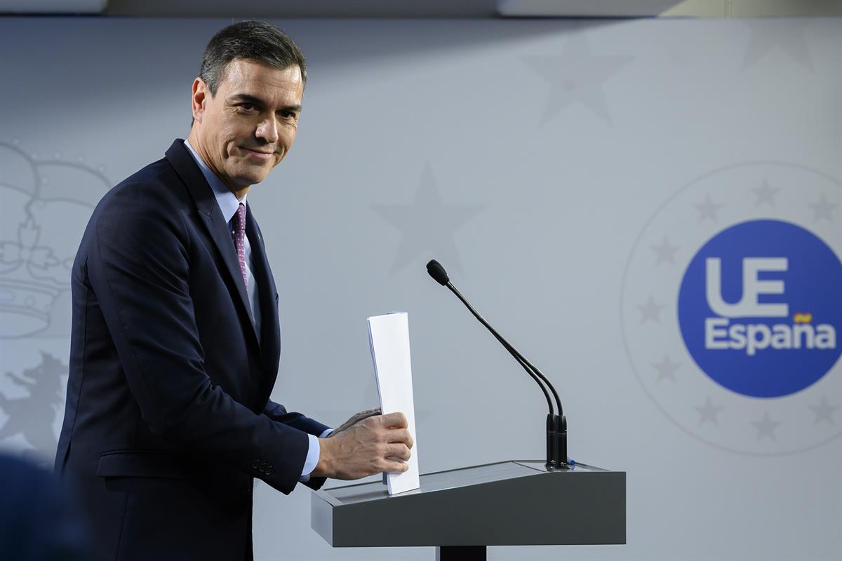 13/12/2019. Pedro Sánchez asiste al Consejo Europeo (2ª jornada). El presidente del Gobierno en funciones, Pedro Sánchez, comparece ante los...