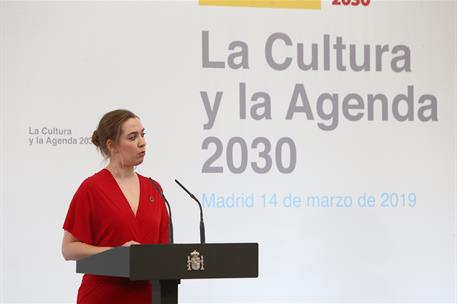 14/03/2019. Pedro Sánchez preside el encuentro 'La Cultura y la Agenda 2030'. La creadora y desarrolladora de videojuegos Valeria Castro, du...