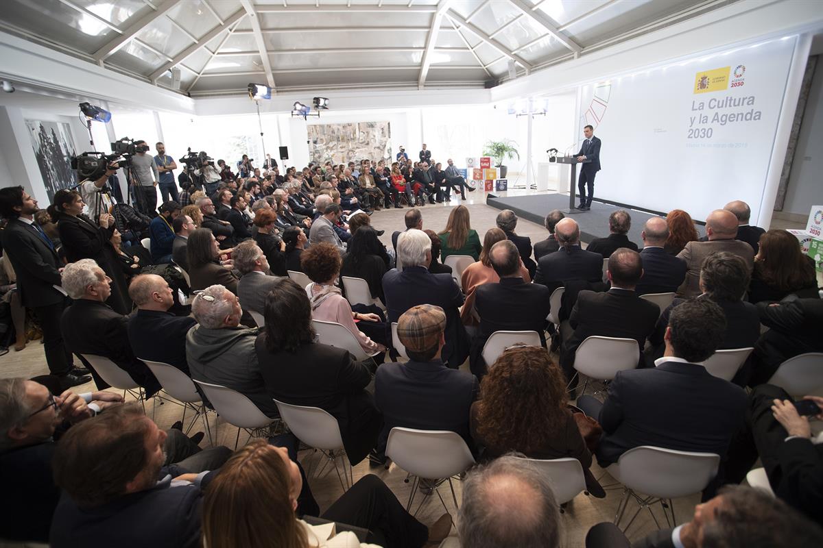 14/03/2019. Pedro Sánchez preside el encuentro 'La Cultura y la Agenda 2030'. El presidente del Gobierno, Pedro Sánchez, durante su interven...