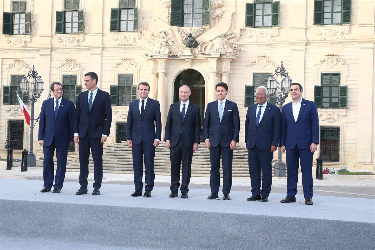 14/06/2019. Pedro Sánchez participa en la Cumbre de países del sur de Europa. Foto de familia de los participantes en la sexta Cumbre de Paí...