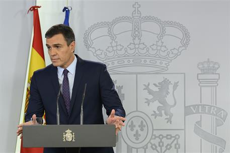 14/10/2019. Comparecencia institucional de Pedro Sánchez. El presidente del Gobierno en funciones, Pedro Sánchez, comparece ante los medios ...