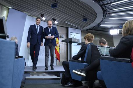 14/11/2019. Sánchez recibe al presidente electo del Consejo Europeo, Charles Michel. El presidente del Gobierno en funciones, Pedro Sánchez,...