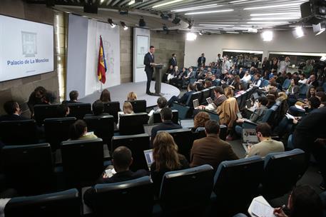 15/02/2019. Declaración institucional del presidente del Gobierno. El presidente del Gobierno, Pedro Sánchez, durante la declaración institu...