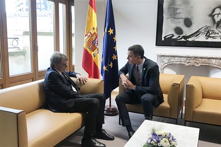 17/10/2019. Pedro Sánchez participa en la reunión del Consejo Europeo. El presidente del Gobierno en funciones, Pedro Sánchez, y el presiden...