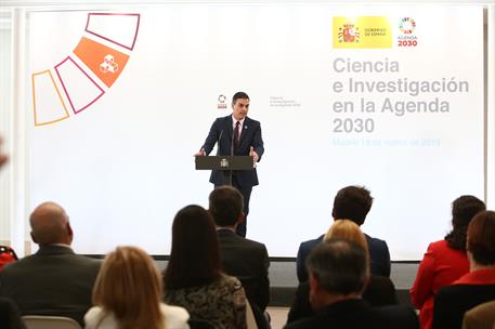 18/03/2019. Pedro Sánchez preside el encuentro "Ciencia e Investigación en la Agenda 2030". El presidente del Gobierno, Pedro Sánchez, duran...