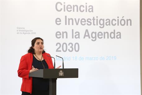 18/03/2019. Pedro Sánchez preside el encuentro "Ciencia e Investigación en la Agenda 2030". La ingeniera química y doctora en tecnologías de...
