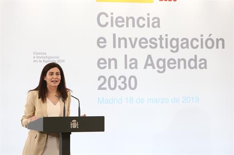 18/03/2019. Pedro Sánchez preside el encuentro "Ciencia e Investigación en la Agenda 2030". La directora del Instituto de Salud Carlos III, ...