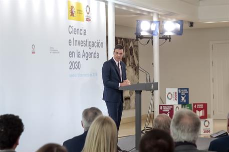 18/03/2019. Sánchez preside el encuentro "Ciencia e Investigación en la Agenda 2030". El presidente del Gobierno, Pedro Sánchez, durante su ...