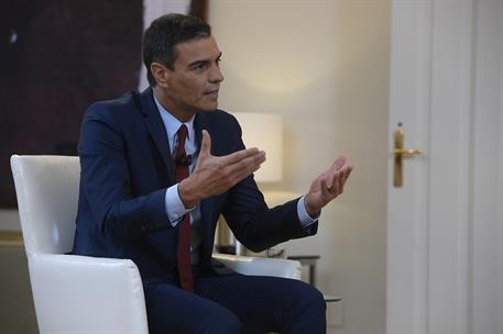 18/07/2019. Pedro Sánchez, entrevistado en La Sexta TV. El presidente del Gobierno en funciones, Pedro Sánchez, durante la entrevista en el ...