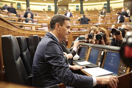 20/02/2019. Pedro Sánchez asiste a la sesión de control al Gobierno en el Congreso. El presidente del Gobierno, Pedro Sánchez, al inicio de ...