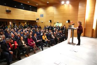La ministra Teresa Ribera, durante su intervención en la presentación del anteproyecto de Ley de Cambio Climático